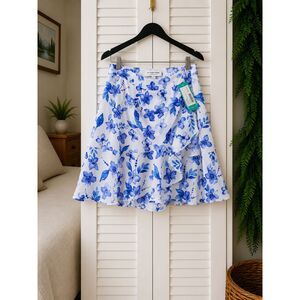 41 Hawthorn Umbra Chiffon Blue White Floral Mini Skirt M NWT